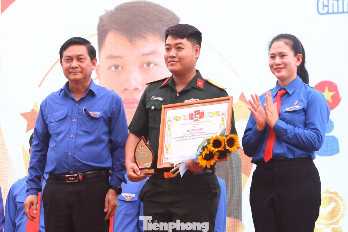 Chủ tịch HĐND tỉnh Bình Dương Nguyễn Văn Lộc và Bí thư Tỉnh Đoàn Bình Dương Trần Thị Diễm Trinh tặng bằng khen, tuyên dương Đảng viên trẻ tiêu biểu.