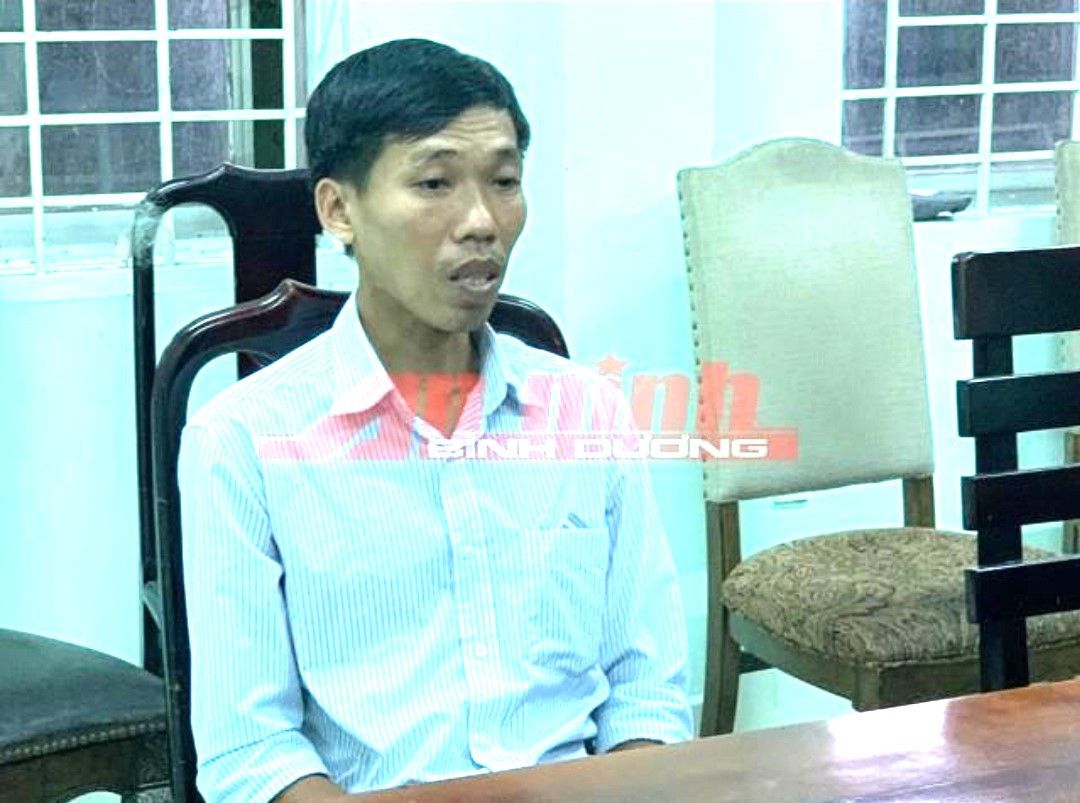 Trần Đắc Thắng tại cơ quan công an Ảnh: Công an tỉnh Bình Dương