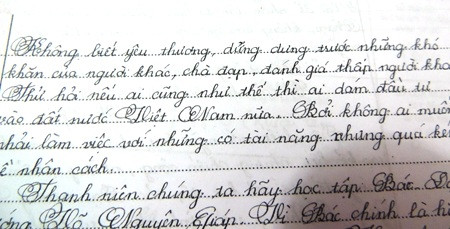 Nét chữ trong bài thi 
