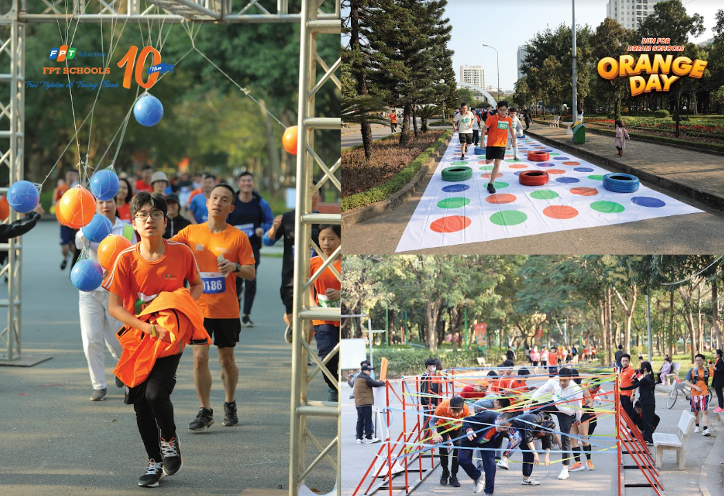 Phụ huynh và học sinh FPT Schools trên đường chạy