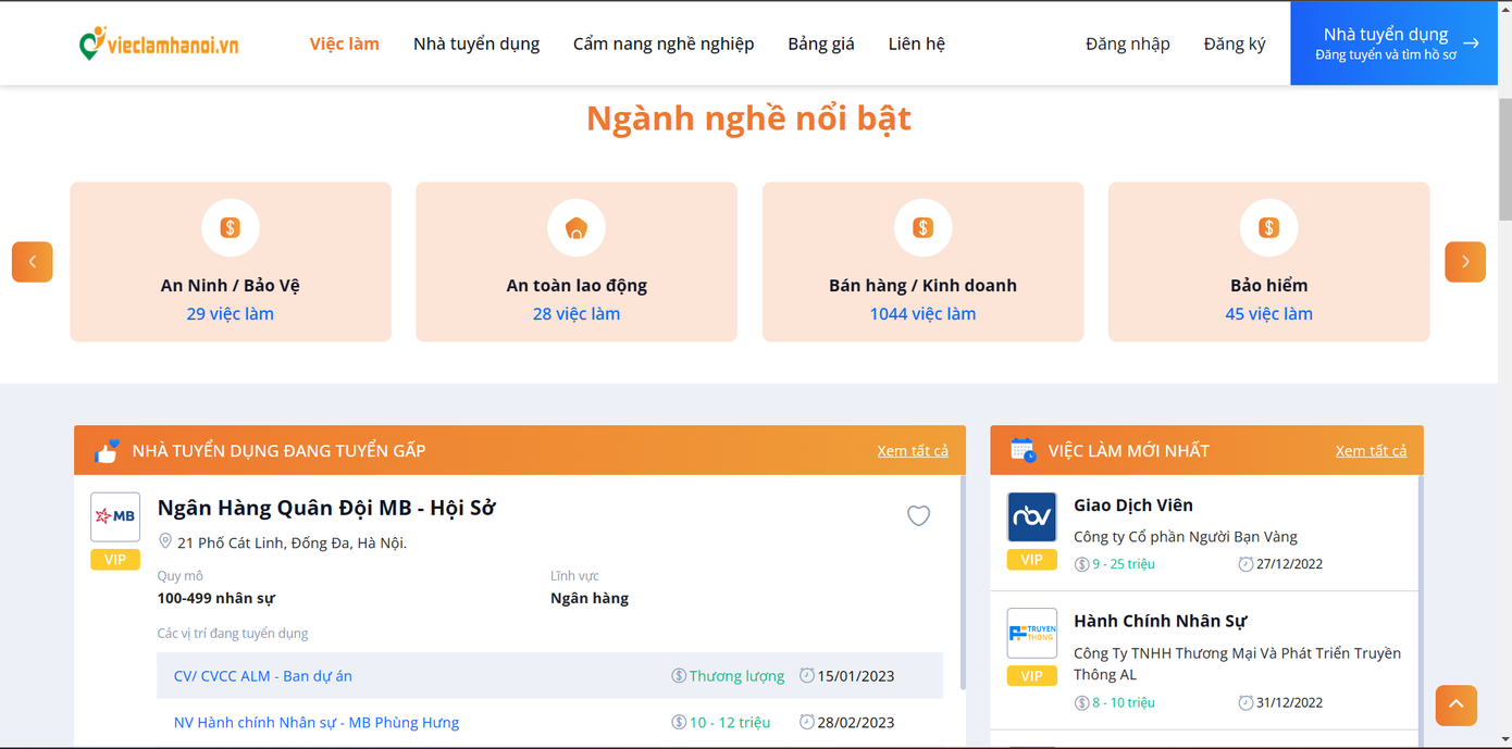 Vieclamhanoi.vn đăng tải hàng trăm việc làm mỗi ngày