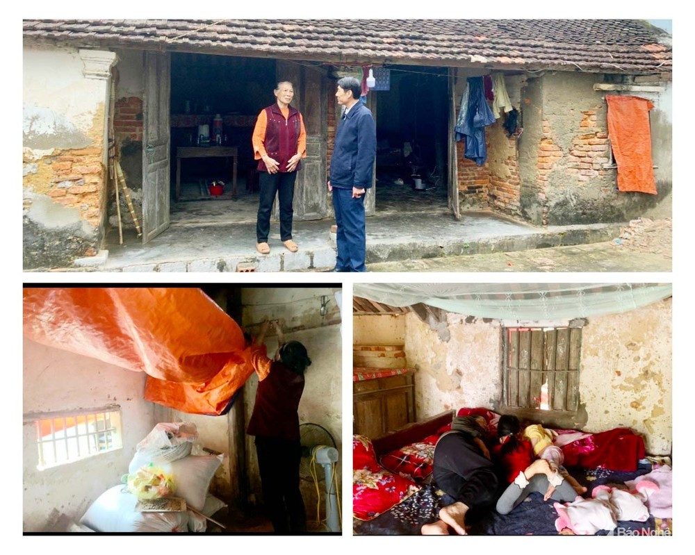 Năm nay 73 tuổi, bà Nguyễn Thị Ky vẫn đang phải sống trong căn nhà xập xệ, cũ nát vốn được bố mẹ chồng để lại. Ảnh: Báo Nghệ An