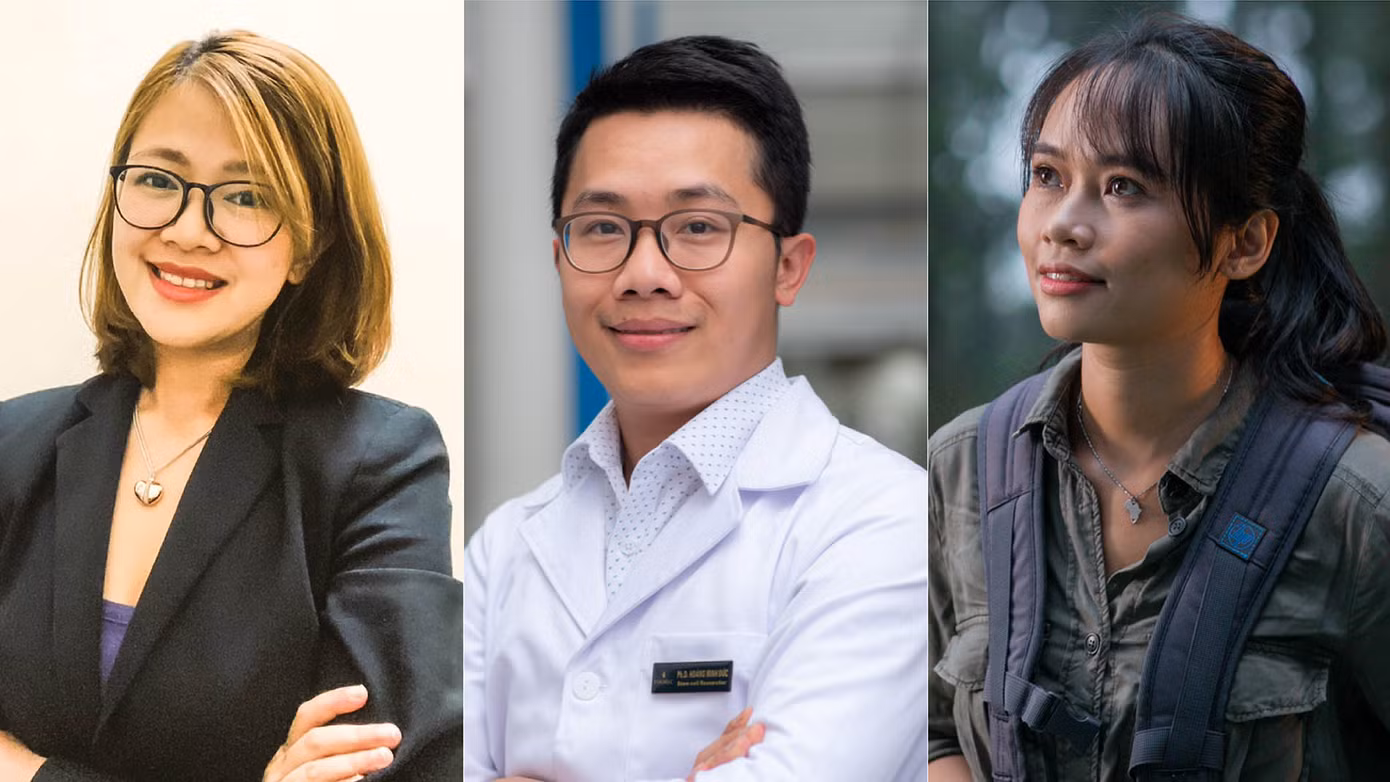 Ba ứng viên Giải Khoa học và Bền Vững: Khưu Thùy Dương, Hoàng Minh Đức và Nguyễn Thị Thu Trang)