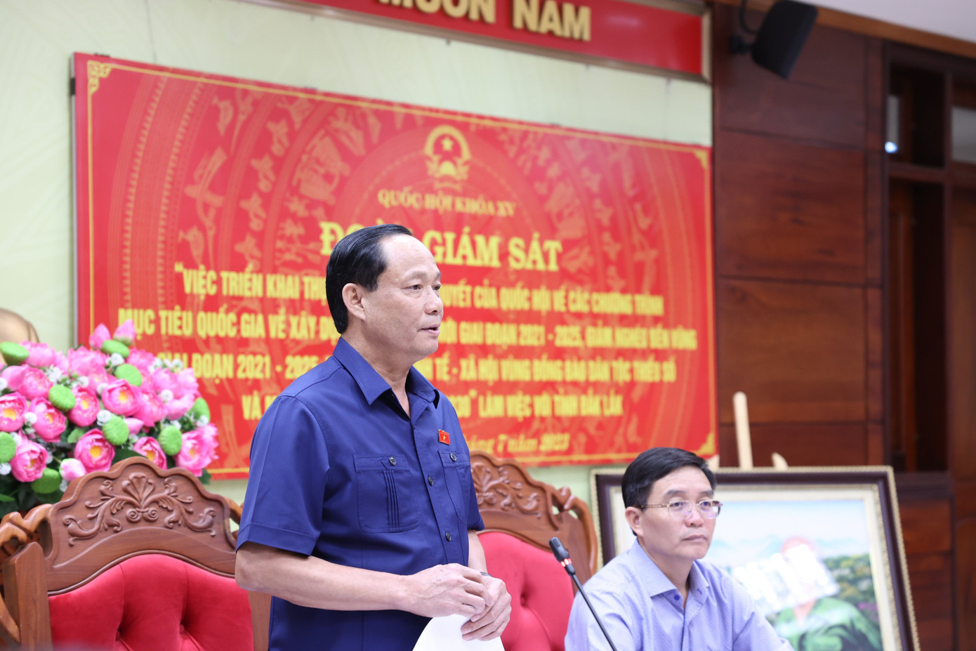 Phó Chủ tịch Quốc hội, Thượng tướng Trần Quang Phương phát biểu tại buổi làm việc. Ảnh QH