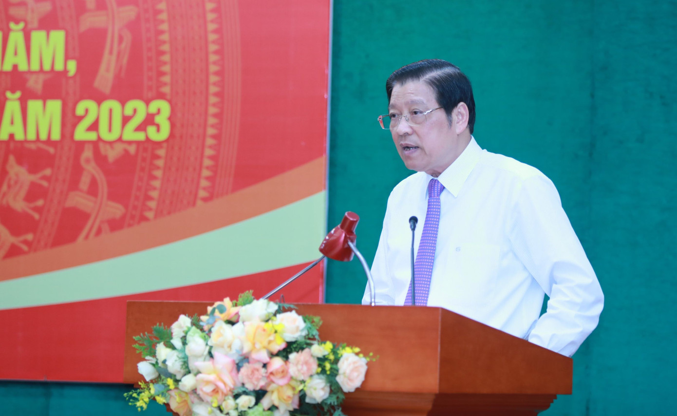 Trưởng Ban Nội chính Trung ương Phan Đình Trạc phát biểu tại Hội nghị. Ảnh PV