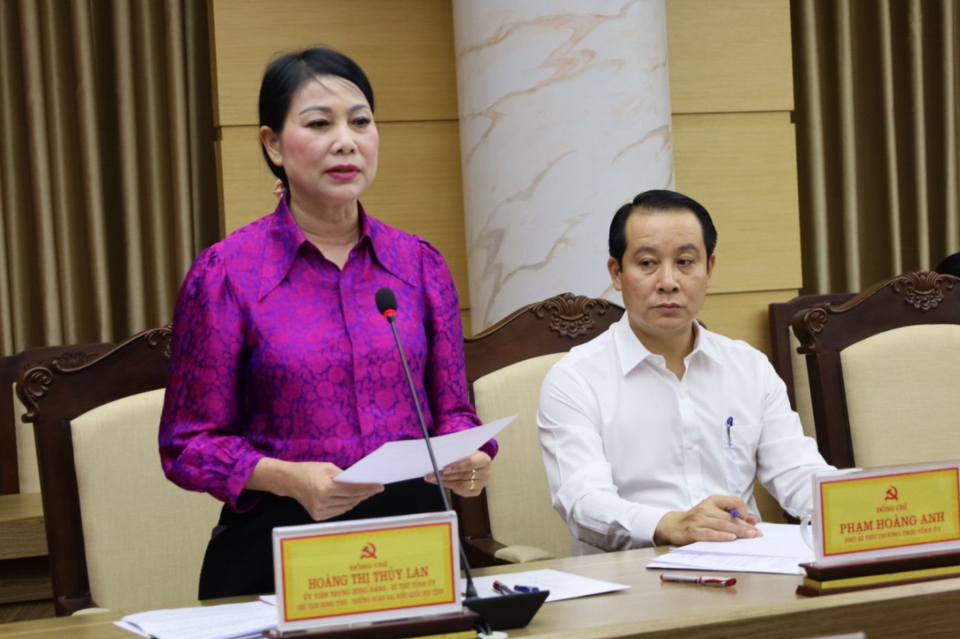 Bà Hoàng Thị Thúy Lan, Bí thư Tỉnh ủy Vĩnh Phúc phát biểu tại Hội nghị. Ảnh UBKT Bà Hoàng Thị Thúy Lan, Bí thư Tỉnh ủy Vĩnh Phúc phát biểu tại Hội nghị. Ảnh UBKT