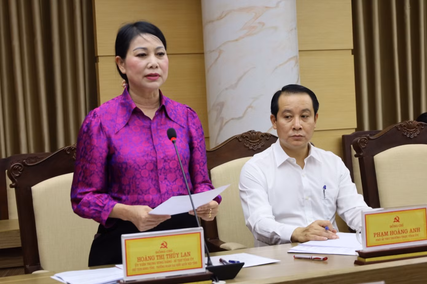 Bà Hoàng Thị Thúy Lan, Bí thư Tỉnh ủy Vĩnh Phúc phát biểu tại Hội nghị. Ảnh UBKT