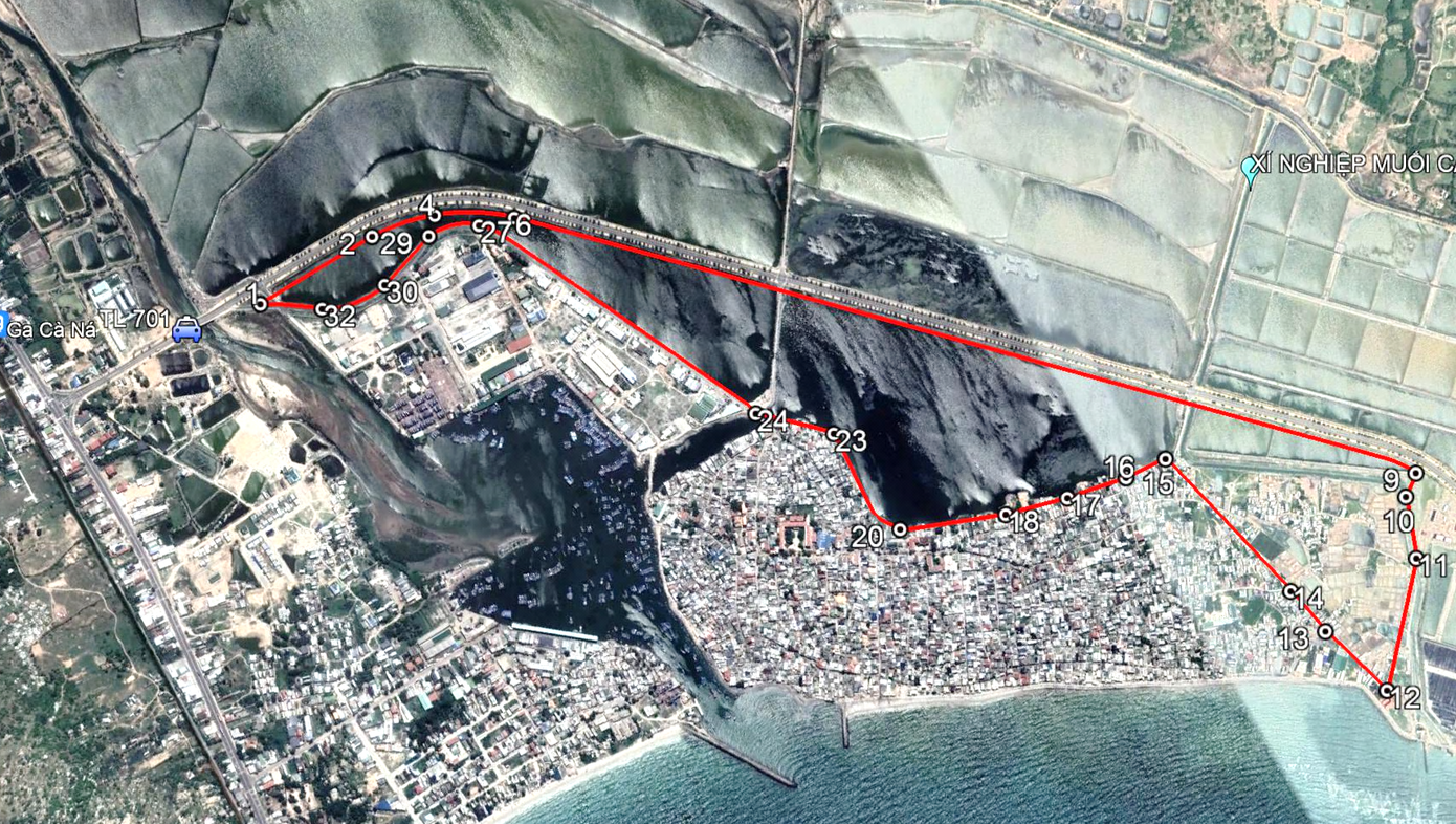 Khu vực thực hiện dự án Ca Na New City (vòng đỏ). Ảnh: Google.