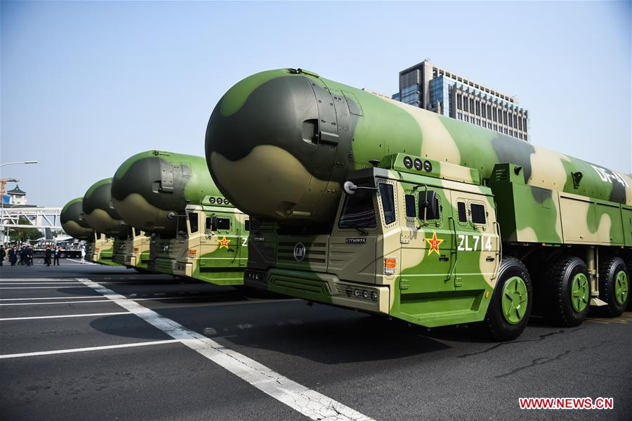 Đội hình tên lửa hạt nhân Đông Phong-41 tham gia lễ duyệt binh kỷ niệm 70 năm Quốc khánh Trung Quốc tại Bắc Kinh, ngày 1/10/2019. Ảnh: Xinhua.