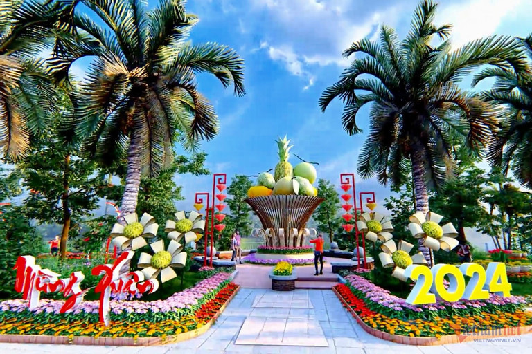 Khu tiểu cảnh mâm ngũ quả ngày Tết