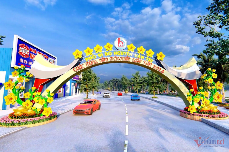 Cổng chính đường hoa Nguyễn Văn Trị ven sông Đồng Nai.