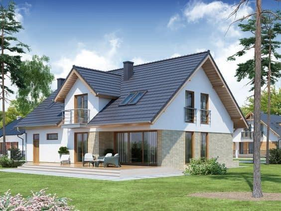 Mẫu biệt thự nhà vườn cấp 4 này có lối bố trí khá đơn giản nhưng không kém phần ấn tượng. Mặt tiền căn nhà sử dụng 2 gam màu chính là trắng và nâu gạch, toát lên sự trang nhã. Kiến trúc sư đã bố trí các khung cửa kính cường lực trong suốt, giúp không gian thêm thông thoáng, sáng sủa. Mái thái có độ dốc lớn vừa giúp nước mưa thoát nhanh, tạo độ bền cho công trình, vừa khiến kiến trúc ngôi nhà thêm gần gũi và mộc mạc hơn.