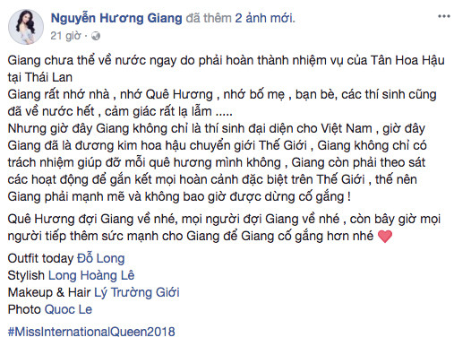 Hoa hậu Hương Giang chia sẻ nỗi lòng khi chưa thể về Việt Nam ảnh 2