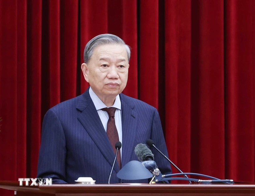 Tổng Bí thư Tô Lâm phát biểu khai mạc Hội nghị Ban Chấp hành Trung ương Đảng khóa XIII. (Ảnh: Thống Nhất/TTXVN) Tổng Bí thư Tô Lâm phát biểu khai mạc Hội nghị Ban Chấp hành Trung ương Đảng khóa XIII. (Ảnh: Thống Nhất/TTXVN)