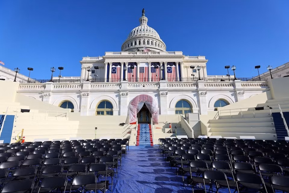 Công tác chuẩn bị trước lễ nhậm chức tại Điện Capitol. (Ảnh: Reuters)