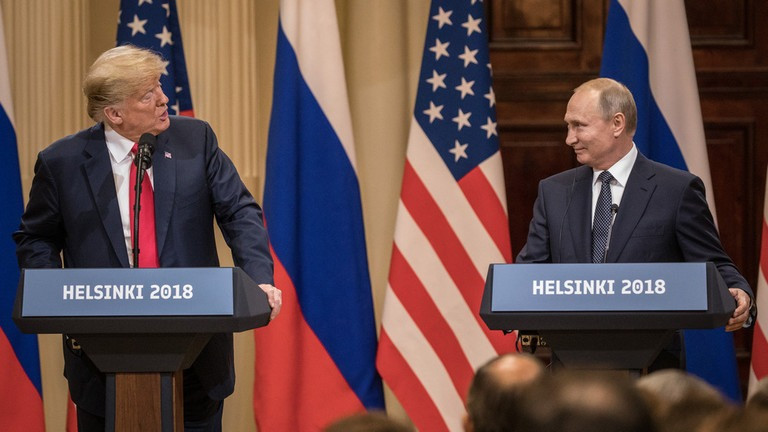 Ông Donald Trump và ông Vladimir Putin gặp nhau hồi năm 2018. (Ảnh: Getty Images) Ông Donald Trump và ông Vladimir Putin gặp nhau hồi năm 2018. (Ảnh: Getty Images)