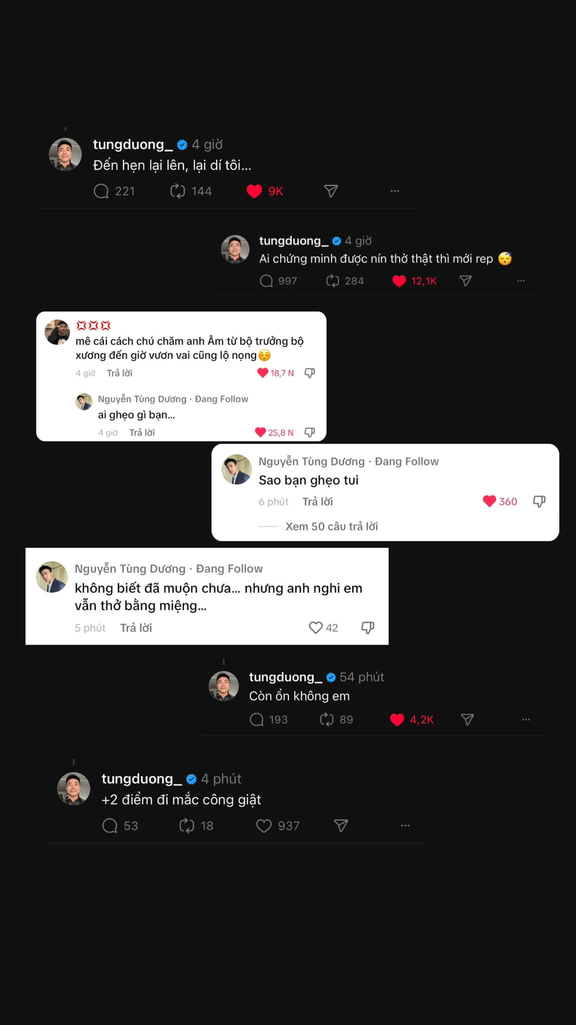 Không chỉ chăm đi rep bình luận dạo mà bình luận của anh Âm cũng rất "mặn mòi", chẳng kém gì "máy nói Hạ Long" Ninh Anh Bùi. - Ảnh: Ng D HChau