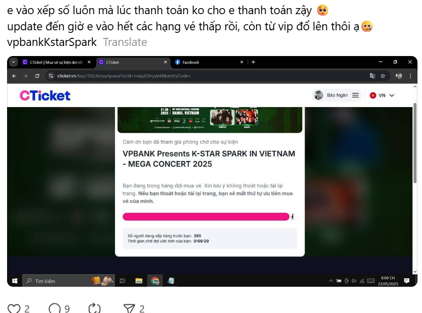 Chỉ còn bước thanh toán cũng vẫn chưa thoát được "kiếp nạn" săn vé siêu concert. Chỉ còn bước thanh toán cũng vẫn chưa thoát được "kiếp nạn" săn vé siêu concert.