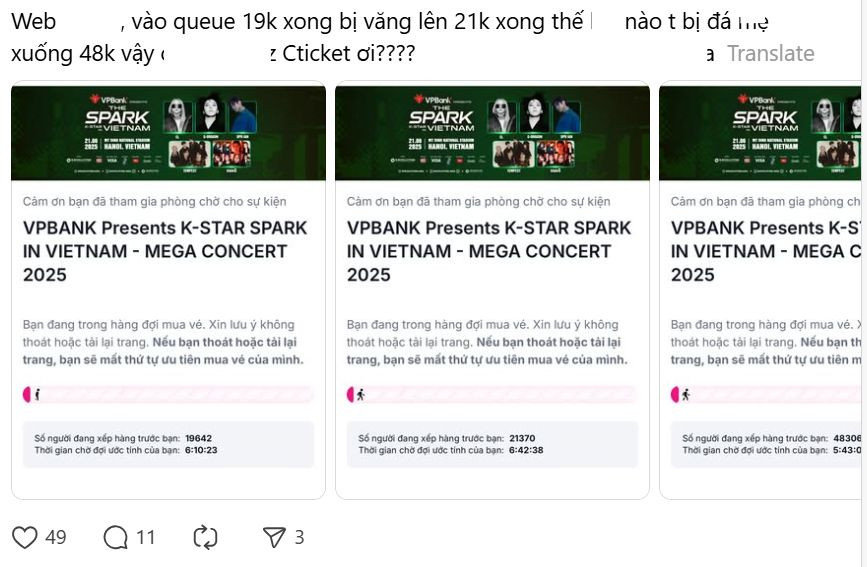 Lượt chờ liên tục bị đẩy cao hơn thay vì giảm xuống khiến fan tức giận. Một số cư dân mạng cho biết lỗi này từng gặp khi chờ mua đợt pre-sale (hôm 20/5). Lượt chờ liên tục bị đẩy cao hơn thay vì giảm xuống khiến fan tức giận. Một số cư dân mạng cho biết lỗi này từng gặp khi chờ mua đợt pre-sale (hôm 20/5).