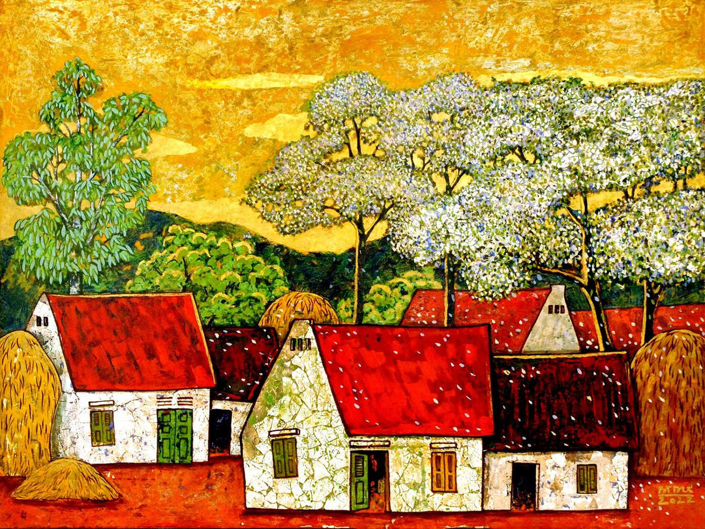 Bức tranh Hoa xoan của họa sĩ Bùi Trọng Dư. Bức tranh Hoa xoan của họa sĩ Bùi Trọng Dư.