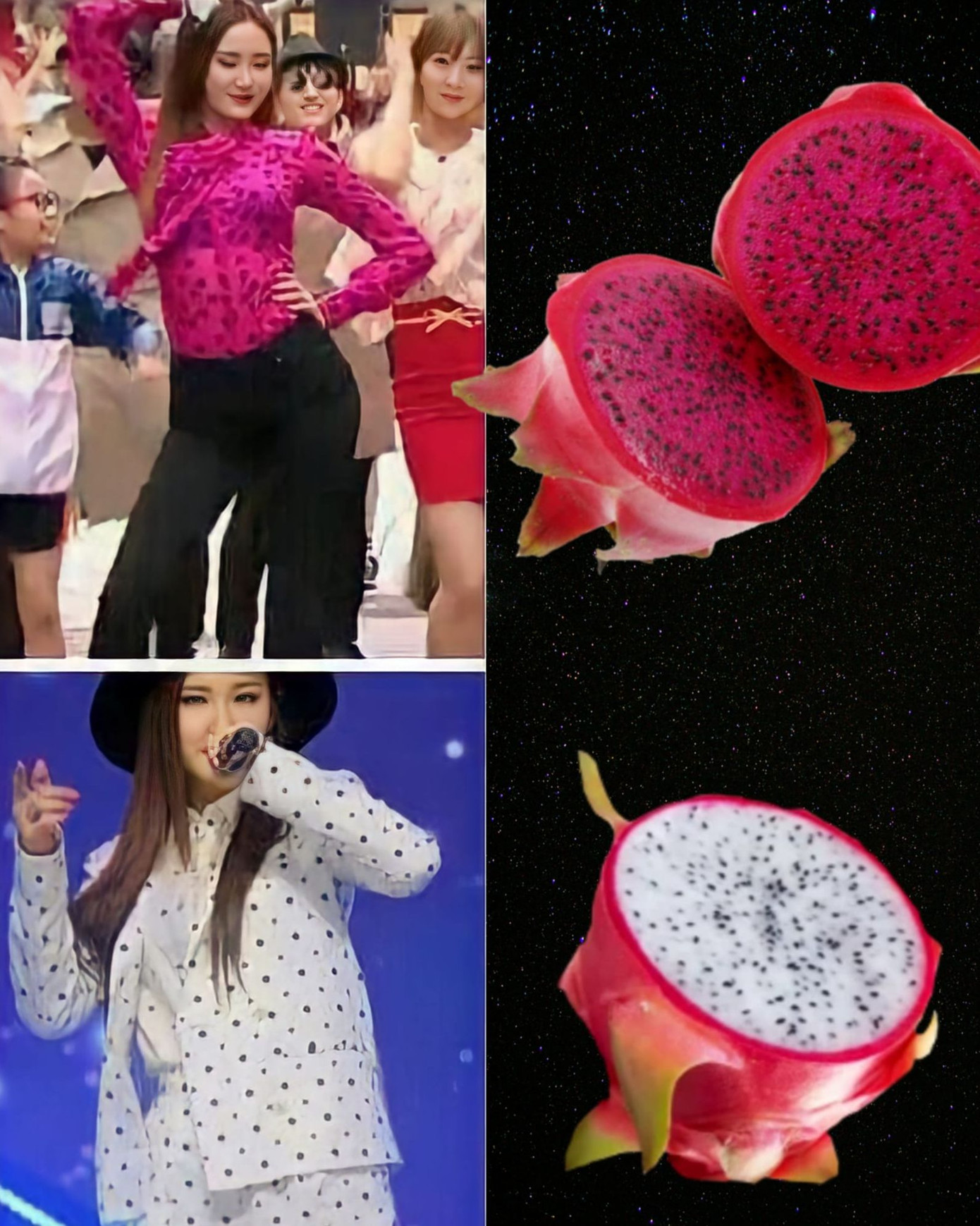 "Lần đầu tiên trái thanh long có trong..." outfit của idol, và đó là LE của EXID. - Nguồn: Nguyễn Nhân "Lần đầu tiên trái thanh long có trong..." outfit của idol, và đó là LE của EXID. - Nguồn: Nguyễn Nhân