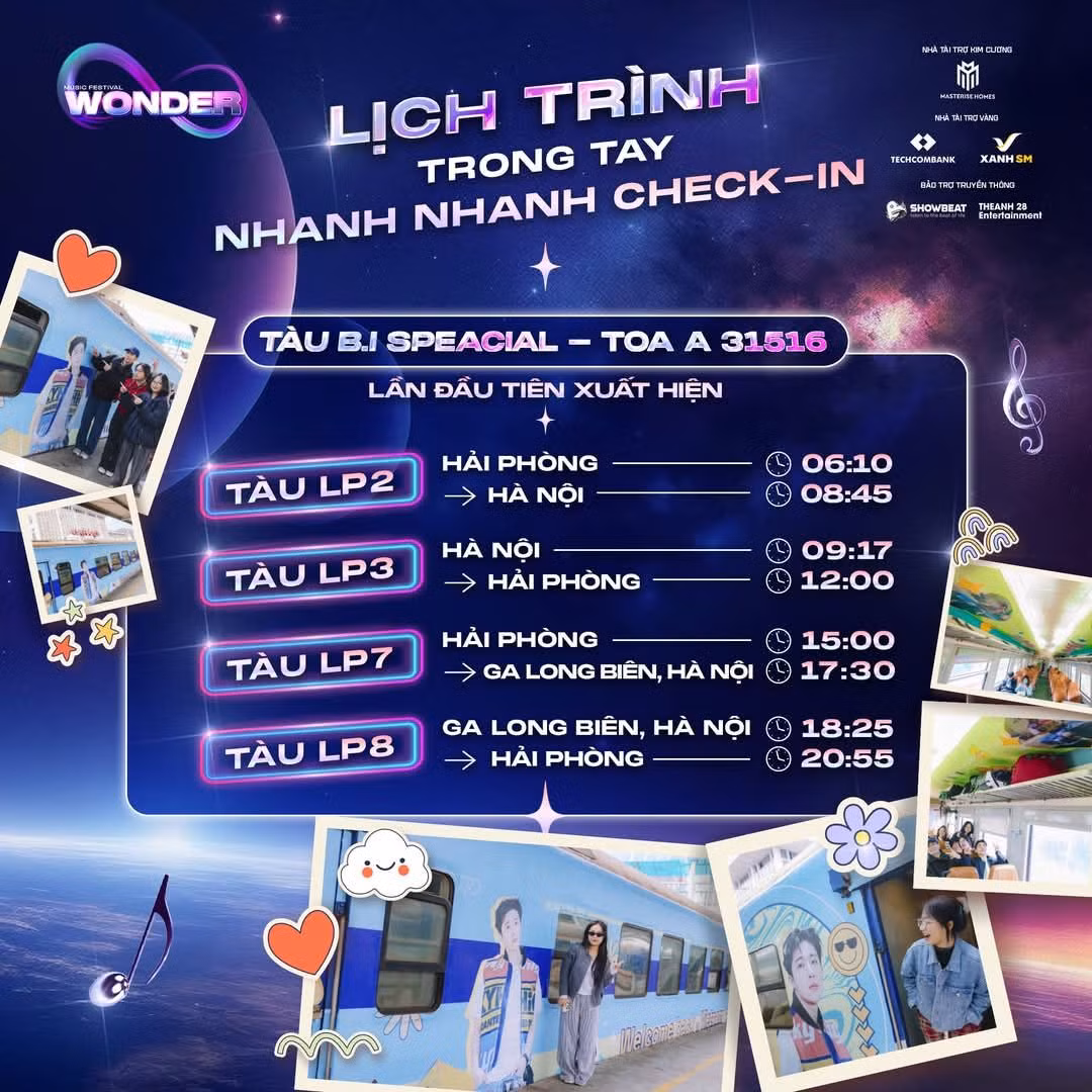 Lịch chạy từng ngày của toa tàu in hình B.I.