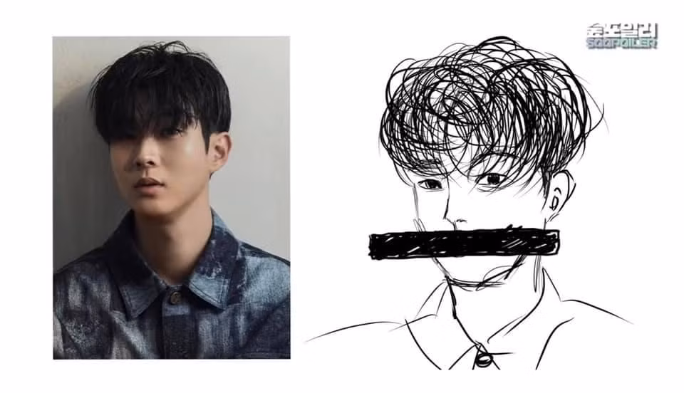 Đáp lại tâm ý của tiền bối, Suzy đã phác họa lại chân dung Woo Shik với nét vẽ đẹp "miễn chê".