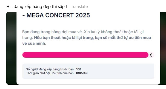 Có khán giả đang xếp hàng "số đẹp" lại bị thoát ra xếp lại từ đầu do sập web.