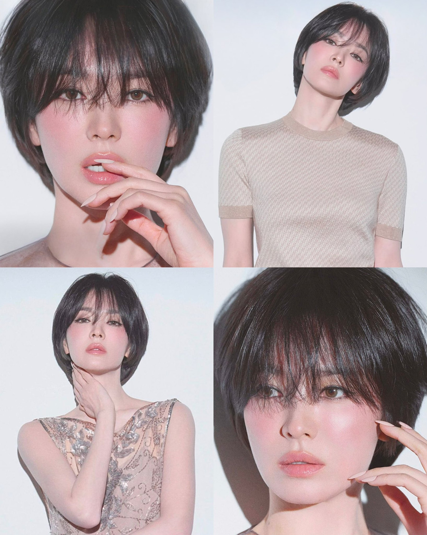 Tông trang điểm này có phần giống với phong cách trên bìa Vogue Hong Kong mới được công bố hôm qua (26/2). Loạt ảnh chụp cận trên bìa tạp chí được khen là nhỉnh hơn so với bản thực tế tại show Fendi của Song Hye Kyo.