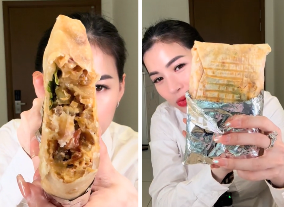 "Chiến thần" Võ Hà Linh review bánh tacos Pháp. - Nguồn: @halinhofficial "Chiến thần" Võ Hà Linh review bánh tacos Pháp. - Nguồn: @halinhofficial