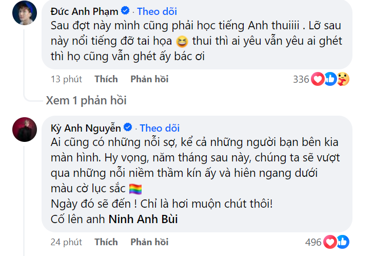 Những TikToker, Influencer... có tiếng cũng để lại bình luận ủng hộ Ninh Anh Bùi.