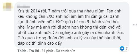 EXO-L vui mừng vì Kris tự nguyện rời EXO. EXO-L vui mừng vì Kris tự nguyện rời EXO.