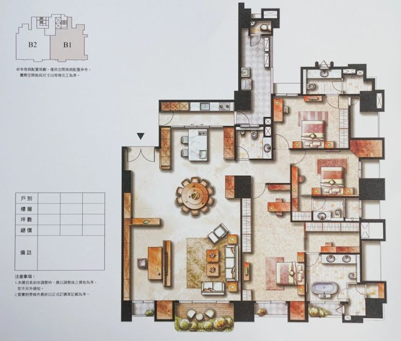 Sơ đồ mặt bằng nhà mẫu tòa nhà nơi Tzuyu mua căn hộ.