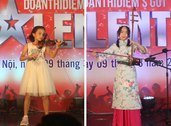 Màn độc tấu violin của tween lớp 5A7 và độc tấu đàn nhị của cô bạn lớp 4A4 nhận về sự cổ vũ nồng nhiệt của khán giả nhờ sự độc đáo.