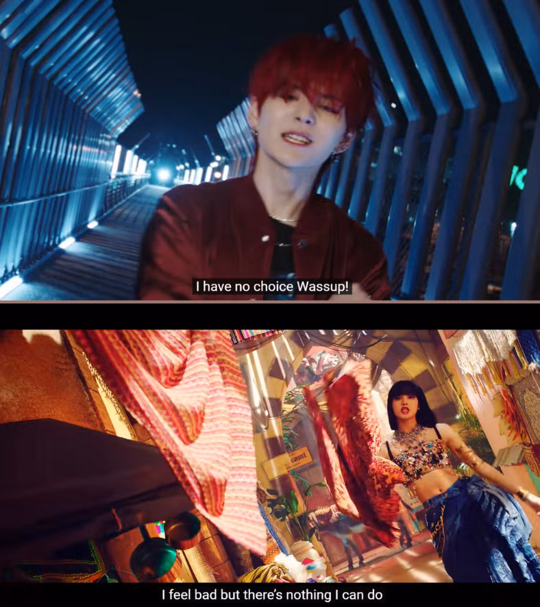 Cả JIKJIN và How You Like That đều có lời rap "어쩔 수 없잖아 What’s up" (tạm dịch: "Tôi không có lựa chọn. Sao nào?")