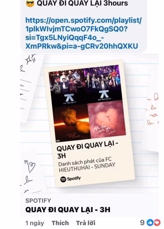 Fanpage lớn của HIEUTHUHAI cũng phổ biến cách stream tương tự trên Spotify.