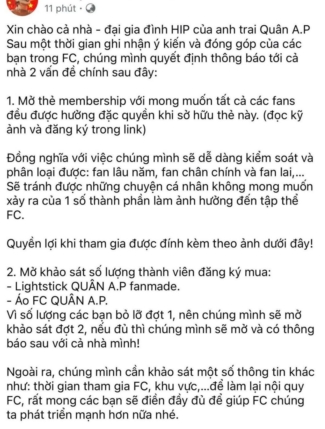 Bài đăng gây phẫn nộ của "ban điều hành" FC Quân A.P.