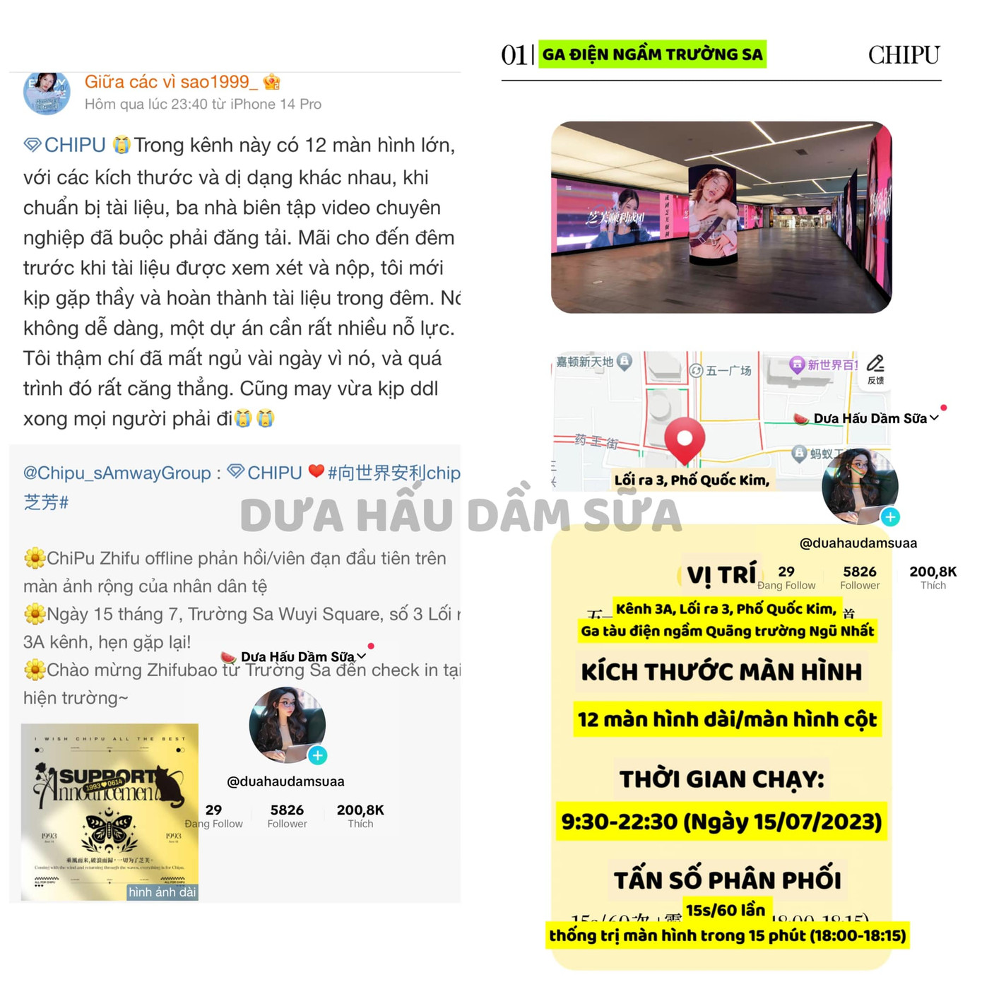 Hình ảnh Chi Pu sẽ tràn ngập ga tàu điện ngầm - Nguồn dịch và ảnh: Dầm Sữa Dưa Hấu