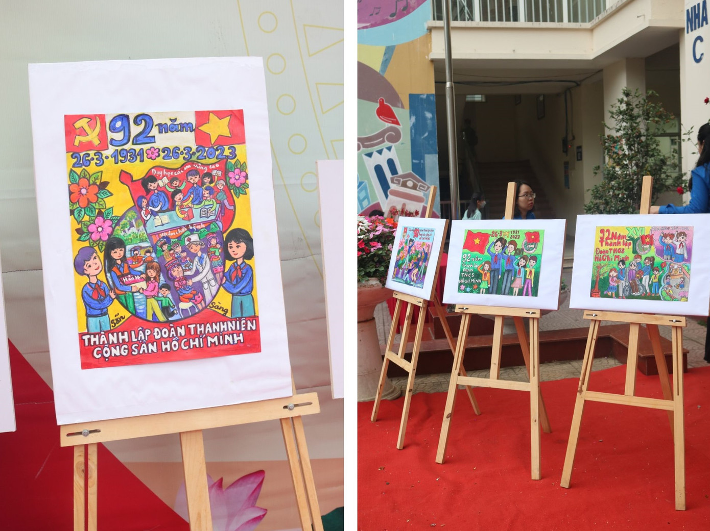 Những bức tranh đạt giải cao được trưng bày tại sân khấu. Những bức tranh đạt giải cao được trưng bày tại sân khấu.