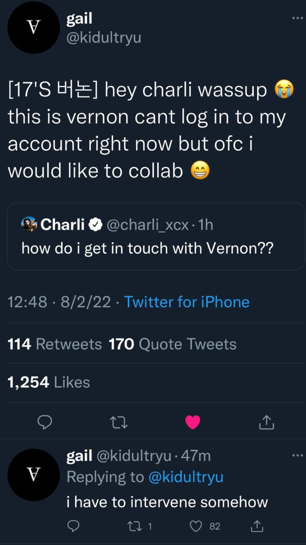 Vernon pha-ke này sau đó cũng phải than vãn bất lực vì quá sốt ruột khi chờ Vernon "thật" hồi đáp: "Tôi phải can thiệp thế nào bây giờ". Vernon pha-ke này sau đó cũng phải than vãn bất lực vì quá sốt ruột khi chờ Vernon "thật" hồi đáp: "Tôi phải can thiệp thế nào bây giờ".