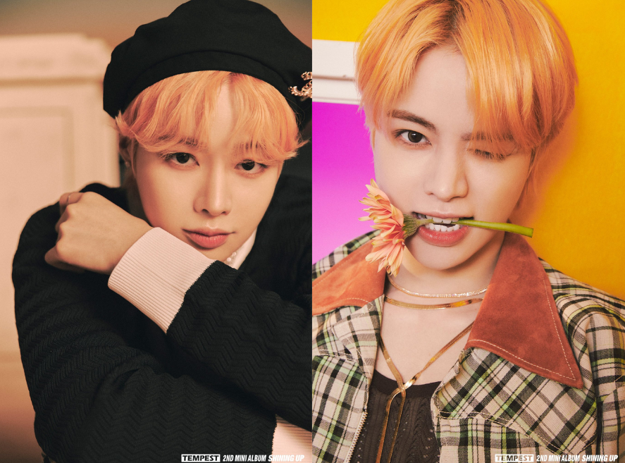 Hanbin ngậm hoa, đội mũ berret trong ảnh teaser cá nhân khiến fan xuyến xao với nhan sắc ngày càng &quot;bén&quot;.