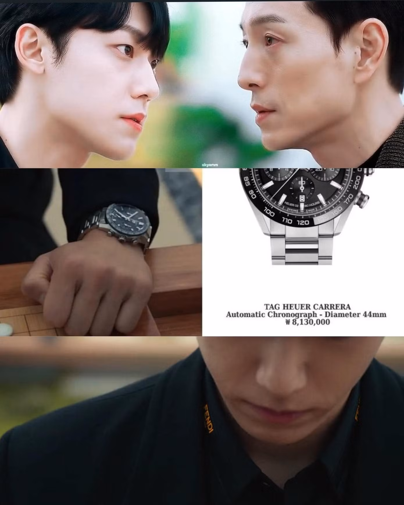 "Thiếu gia ngầm" Yeo Jeong (Lee Do Hyun thủ vai) khi xác nhận trở thành "đao phủ" của Moon Dong Eun đã diện áo Fendi và chiếc đồng hồ của Tag Heuer Carrera hơn 153 triệu đồng để "khiêu chiến" với Do Young. - Ảnh: SKYER VN - Lee Do Hyun Actor