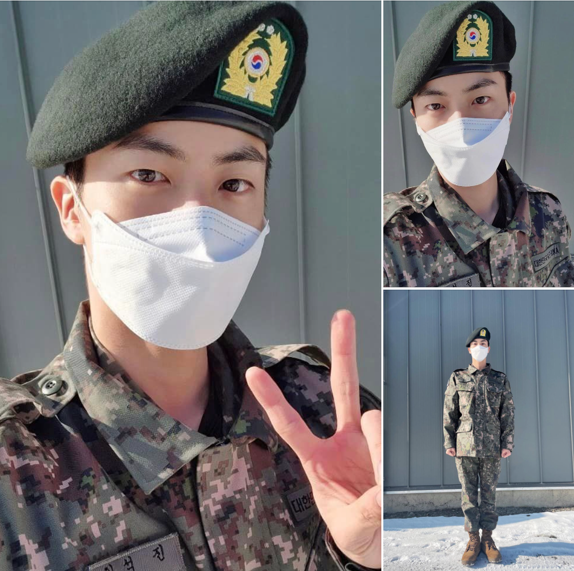Dưới sự cho phép của quân đội, Jin đã đăng một số hình ảnh lên nền tảng Weverse, chia sẻ bản thân đang sống rất tốt, gửi những lời yêu thương tới người hâm mộ.
