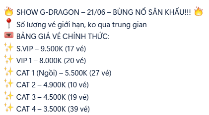 Giá vé K-Star Spark 2025 &quot;phe vé&quot; rao bán thời gian đầu.