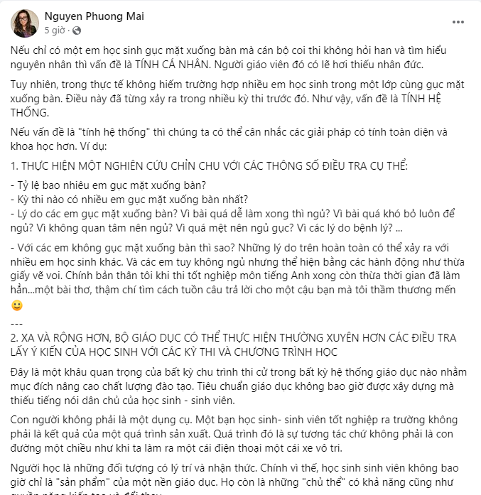 Bài đăng của PGS. TS. Nguyễn Phương Mai thu hút sự chú ý của cộng đồng mạng. Bài đăng của PGS. TS. Nguyễn Phương Mai thu hút sự chú ý của cộng đồng mạng.