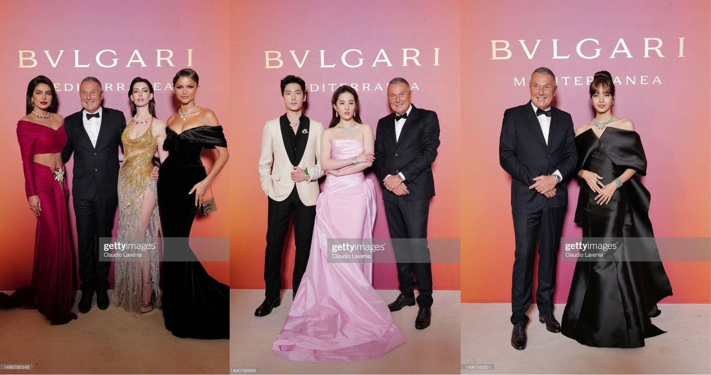 Trong loạt ảnh chụp cùng CEO Jean Christophe Babin do &quot;hung thần&quot; Getty Images chụp lại, Dương Dương và Lưu Diệc Phi (ảnh giữa) trở nên lạc quẻ, nhạt nhòa.