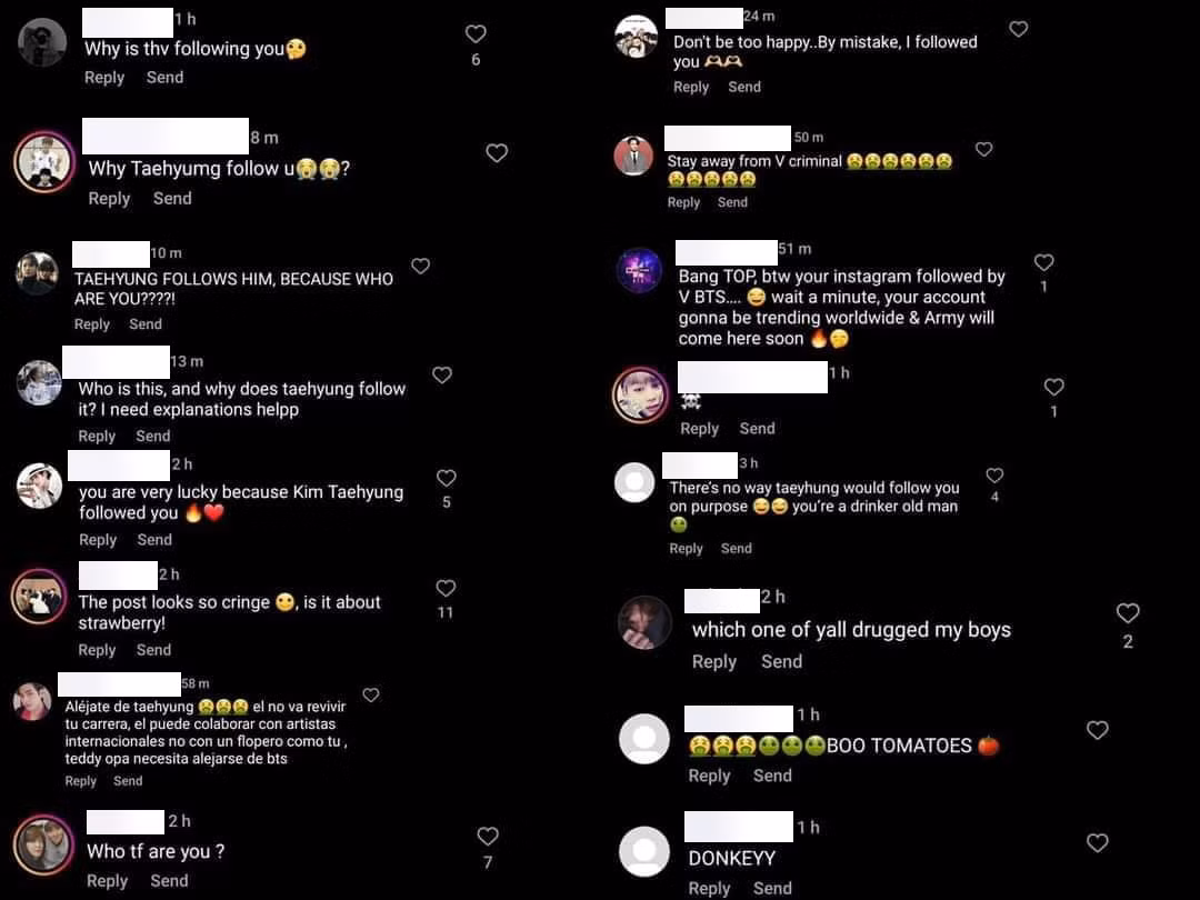 Một số bình luận tiêu cực "cùng đổ bộ" vào bài đăng được ghim đầu tiên trên Instagram cá nhân của T.O.P.