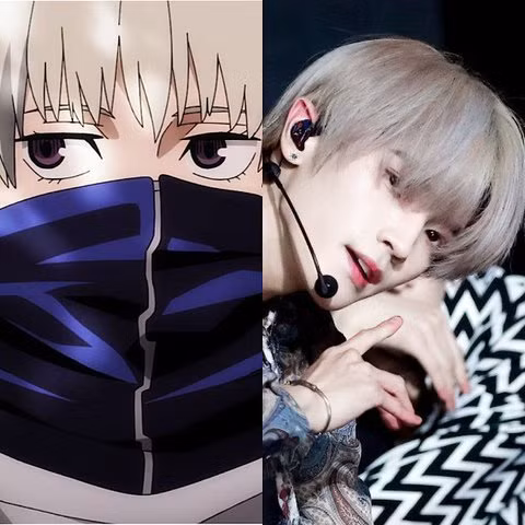 Mái tóc bạch kim và đôi mắt to sắc sảo của Taeyong (NCT) khiến fan liên tưởng đến nhân vật của Toge Inumaki trong Chú Thuật Hồi Chiến. Nhiều cư dân mạng Hàn bình luận Taeyong sở hữu visual chẳng khác nhân vật 2D, nên cosplay thành nhân vật nào cũng đều hoàn hảo.
