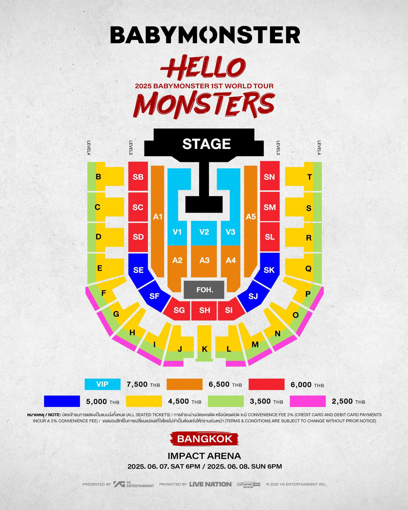 Sơ đồ, giá vé concert ở Thái Lan ở BABYMONSTER. Vé mở bán chính thức vào ngày 25/3, pre-sale vào ngày 24/3. Sơ đồ, giá vé concert ở Thái Lan ở BABYMONSTER. Vé mở bán chính thức vào ngày 25/3, pre-sale vào ngày 24/3.