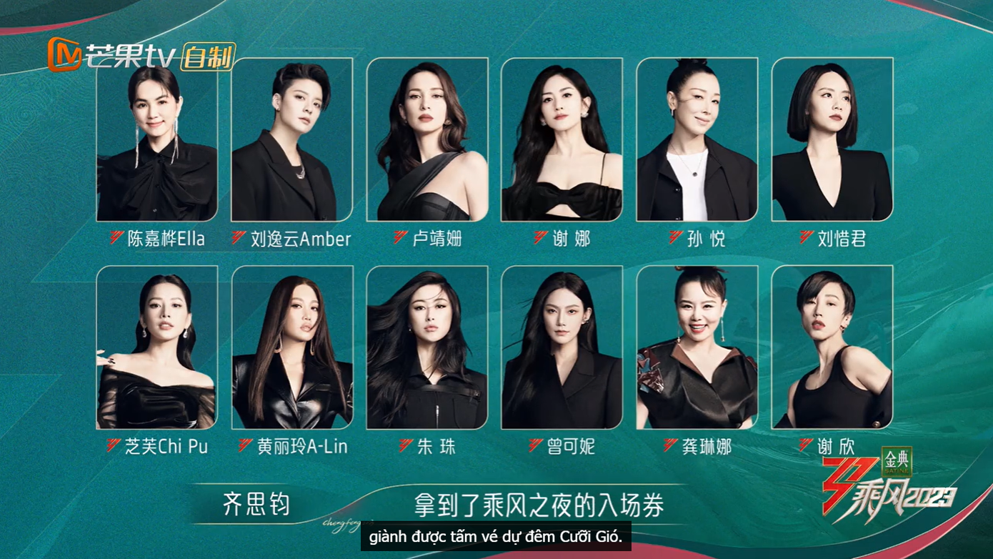 Chi Pu cùng 12 đội trưởng của Đạp Gió 2023 (tính đến công diễn 3). Đội trưởng ở các vòng sau sẽ được bổ nhiệm bởi các đội trưởng ở các vòng trước. Tỷ tỷ được chọn làm đội trưởng đều là những người có màn thể hiện nổi bật, thứ hạng cao và ổn định.